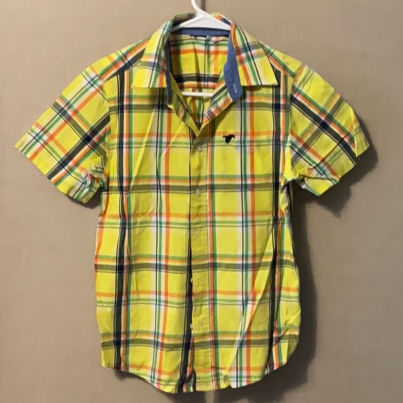 Yellow and Green Plaid Button Down Shirt - Picture 1 of 5